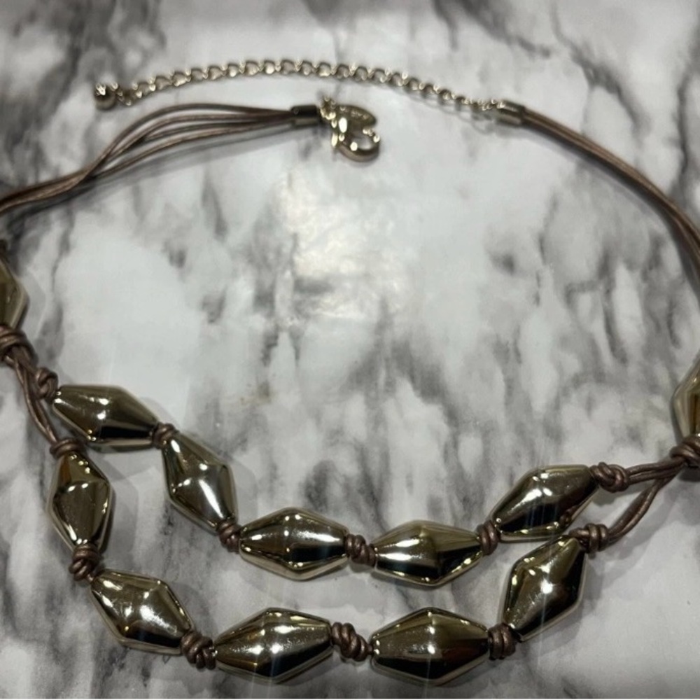 Chico's Metallic Silver and Brown Necklace